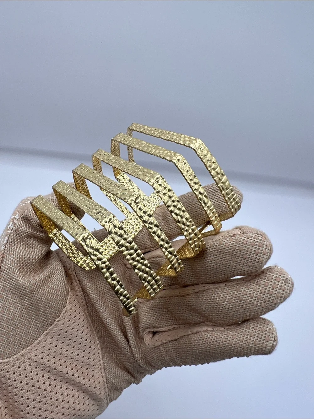 Vintage Gold Textured Wide Chevron Cuff Statement Bracelet